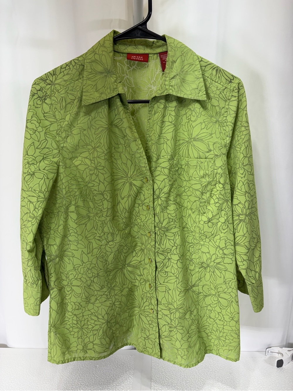 Valerie Stevens Green Floral Button-Down Shirt 4243